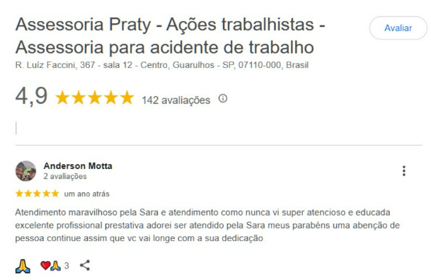 Avaliação Google 5 estrelas - Anderson Motta